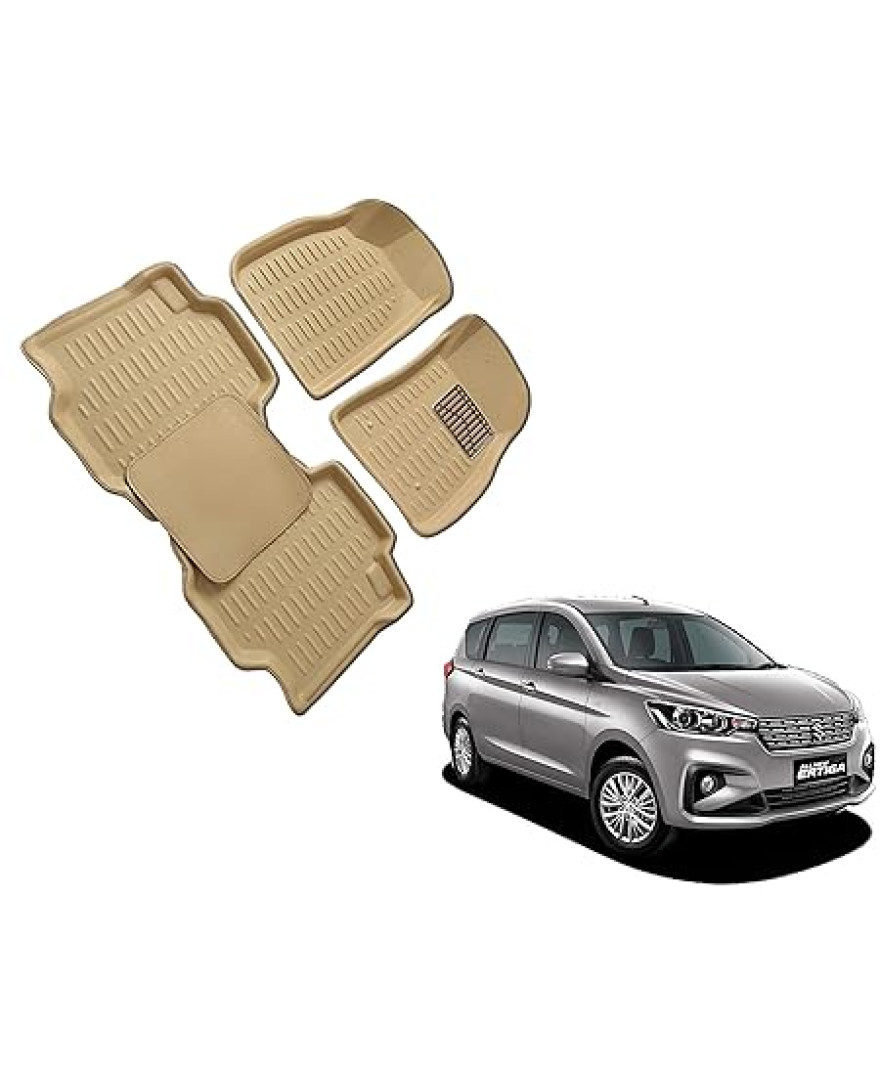 3D Kagu Floor Mat Compatible with SUZUKI ERTIGA 2019 to Present | Set of 4 Pcs | Custom Fit | BEIGE